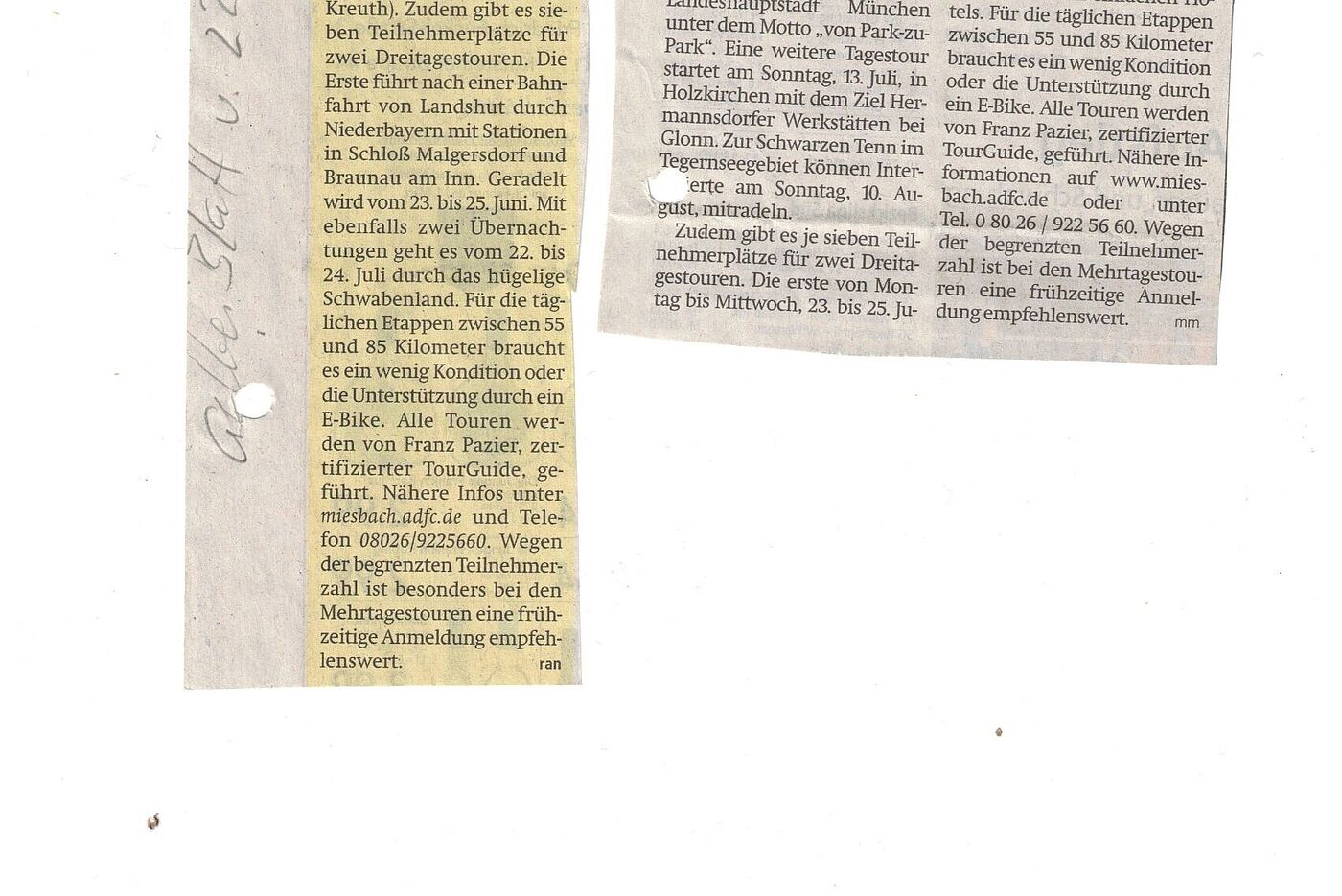 Radtouren des ADFC KV Miesbach 02-2025 Radtouren des ADFC KV Miesbach