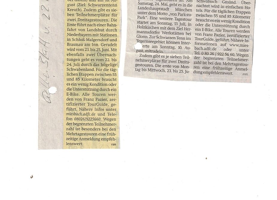 Radtouren des ADFC KV Miesbach 02-2025 Radtouren des ADFC KV Miesbach