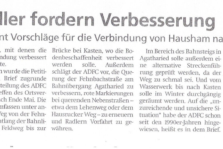 Offene Petition zur Verbesserung der Radwegverbindung Offene Petition zur Verbesserung der Radwegverbindung