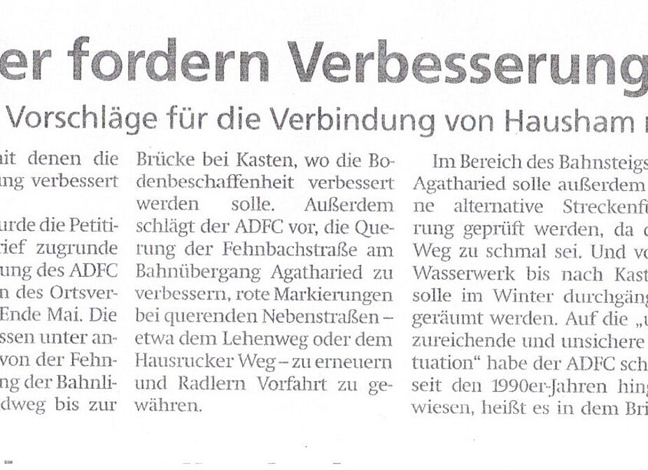 Offene Petition zur Verbesserung der Radwegverbindung Offene Petition zur Verbesserung der Radwegverbindung