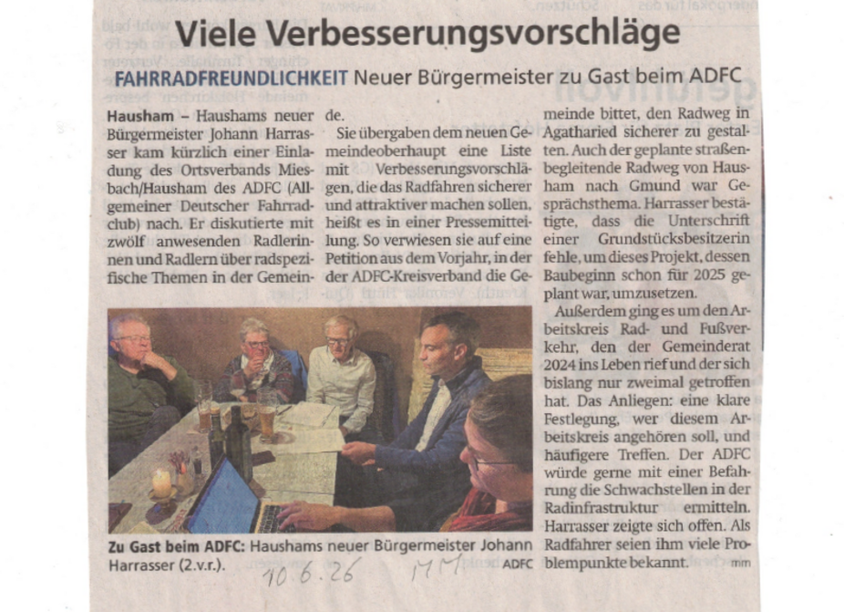 ADFC Treffen mit Bürgermeister Harasser in Hausham ADFC Treffen mit Bürgermeister Harasser in Hausham